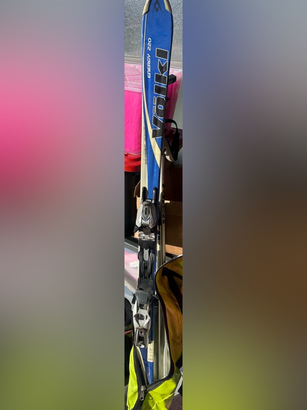Marker Ski Binding in Black, Silver & Blue with Boots